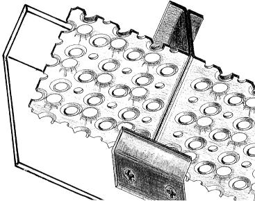 e) Befestigungsoberteil mit Vertikalstegen als Sicherung gegen Verschieben in Tragstabrichtung, anwendbar bei Schweißpreß-, Preß- und Einsteckrosten Bild 12: