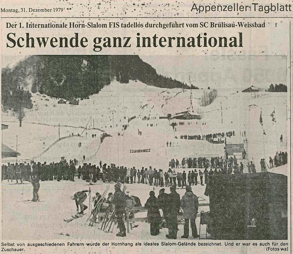 Eine lange Tradition setzt sich fort Skirennsport hat im Skigebiet Ebenalp-Horn eine lange Tradition. Die ersten Skirennen wurden bereits 1931 durchgeführt.