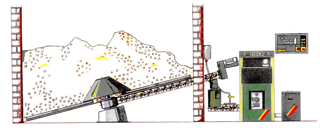 -34- Abbildung 4-6: Austragschnecke mit HHS-Heizung (Fa. Herz, A-Sebersdorf) Nach der Siloaustragung übernehmen Beschickungssysteme die Aufgabe, das Brennmaterial zur Feuerung zu befördern.