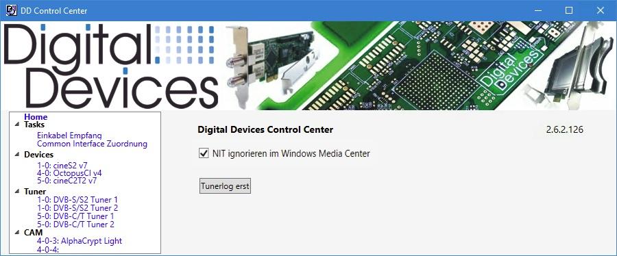 Digital Devices Control Center Das Digital Devices Control Center ist in Treibern ab Version 2.7.0.