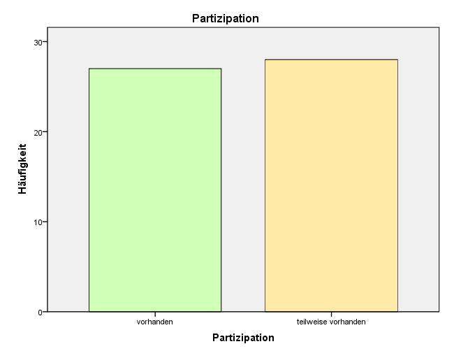 8) Partizipation Mit Partizipation war innerhalb des auf den Fragebogen folgendes gemeint: Du darfst bei verschiedenen Themen mitentscheiden. Bsp.