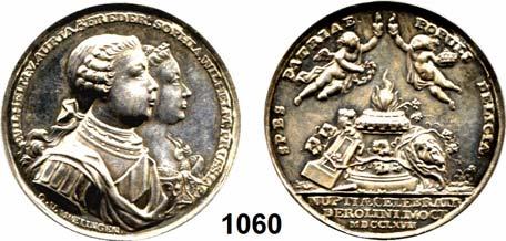 Olding 668. J.u.F. 817. Fischer/Maué 5.0008.... Fast vorzüglich 60,- 1059 Silbermedaille 1763 (J. L. Oexlein) auf den Frieden von Hubertusburg.