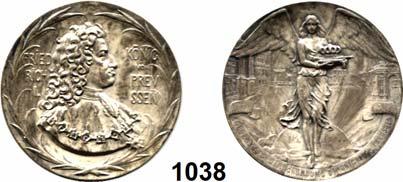 10 Friedrich I. (1688) 1701-1713 1036 Silbermedaille 1901 (Jean Godet & Sohn, Berlin). 200 Jahre Königreich Preußen. Brustbild rechts zwischen Palmzweigen.