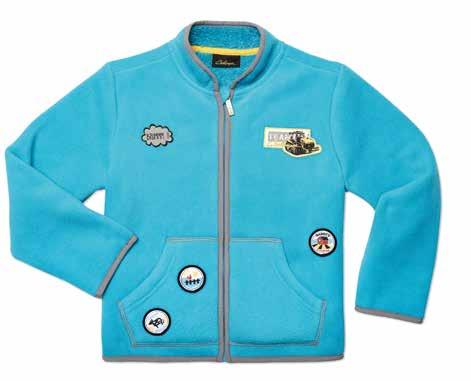 BABY UND KINDER 13 [01] 01 KINDER-FLEECEJACKE Fleecejacke mit Teddy Fleece innen, verschiedenen Appilkationen, YKK-Zipper.