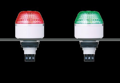 372 optische Einbaugeräte M22-Serie IDM M22 Einbau LED Mehrfarbenleuchte Ø 45 mm große LED Einbau-Mehrfarbendauerleuchte ROT oder GRÜN extern ansteuerbar hohe Signalwirkung hohe Schutzart IP65