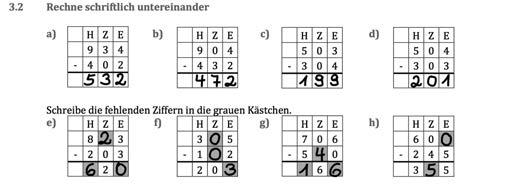 Handreichungen Baustein N7 B Ich kann schriftlich subtrahieren und 151 3 Subtraktion mit der Null 3.