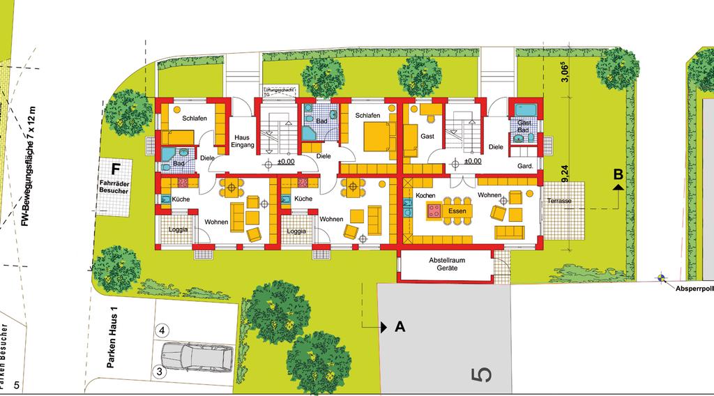 3 1 2 WHG. 1 WHG. 2 WHG. 3 EG Haus 2 EG 2-Zimmer-Wohnung Nr. 1 Wohnen 19,09 qm 4,24 qm Schlafen 9,75 qm 3,49 qm Diele 2,67 qm 39,24 qm./.