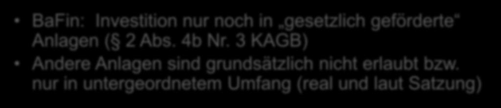 (3) Praxisprobleme des KAGB (und Lösungen) Fall 5-b: KAGB beschneidet das Geschäftsmodell KAGB-registrierte Genossenschaft