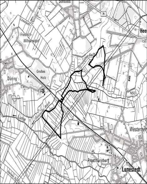 05.06.2015 Seite 70 11 b. Heerstedt-Lunestedt (bauleitplanerisch gesicherter Bereich) 1. Allgemeine Informationen Kartenausschnitt (M. 1:50.000) 1.1 Kreis Landkreis Cuxhaven 1.