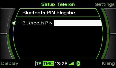 Bluetooth PIN vergeben Im Fall einer Änderung der Bluetooth PIN