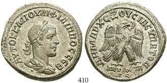 410 Philippus II., 247-249 Tetradrachme 247-249. 13,07 g. Drapierte und gepanzerte Büste r.