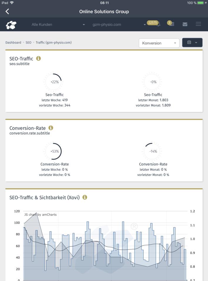 Überblick über Google Analytics sowie GSC Daten. Regelmäßige Prüfung der Ladezeiten.