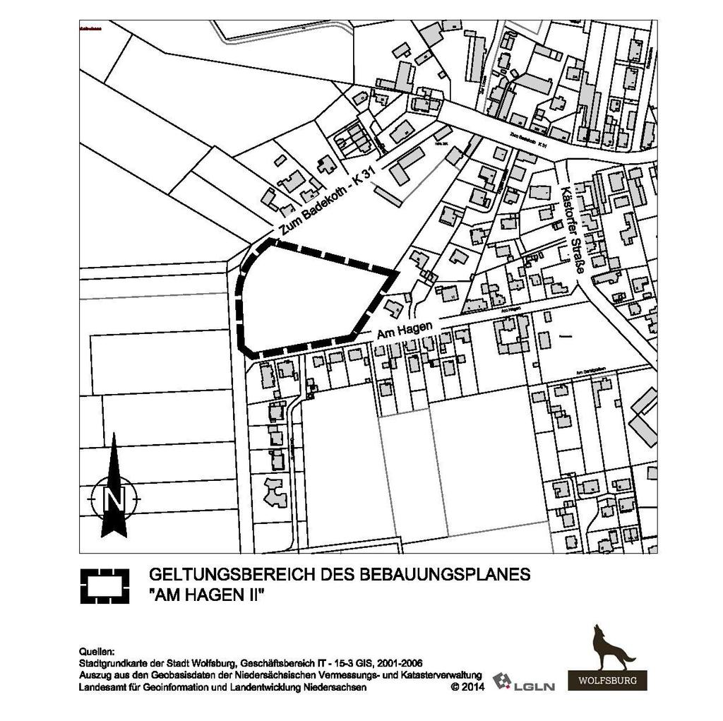 Jahrgang 12 Amtsblatt Nr. 3 Wolfsburg, 23. Januar 2015 Seite 64 Der Geltungsbereich des Bebauungsplangebietes geht aus der abgebildeten Planskizze hervor.