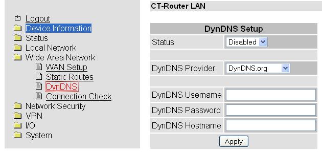 Wide Area Network DynDNS Die IP-Adresse des Routers im Internet wird dynamisch von dem Netzbetreiber zugewiesen.