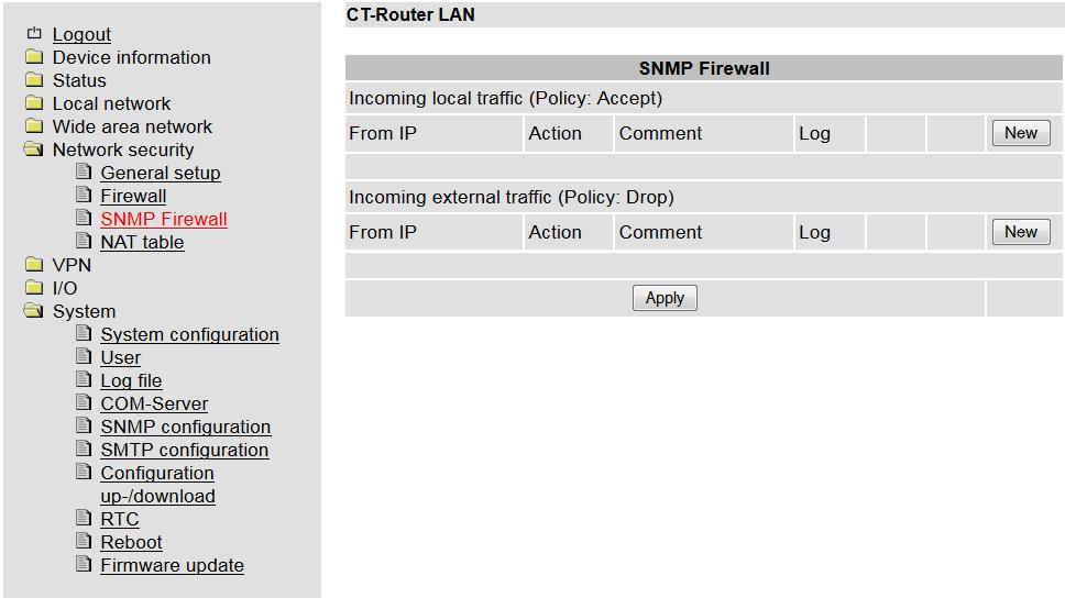 Network Security SNMP Firewall Network Security >>SNMP Firewall Incoming Traffic