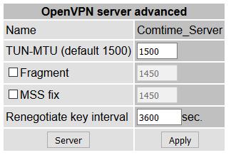 Hinweise: Die Client Adresse wird automatisch von der Virtual Network Base Einstellung unter: OpenVPN Server abgeleitet. (z.b. Virtual Network Base = 172.17.0.0/24, erste Client Adresse = 172.17.0.5, zweite Client Adresse = 172.