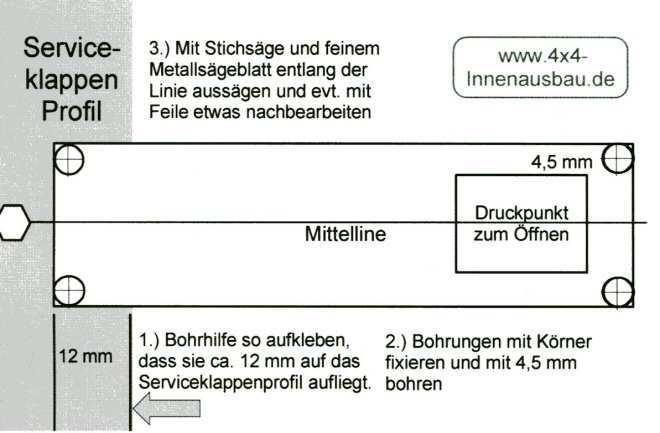 Maßangaben sehen Sie auf dem Bohrbild.