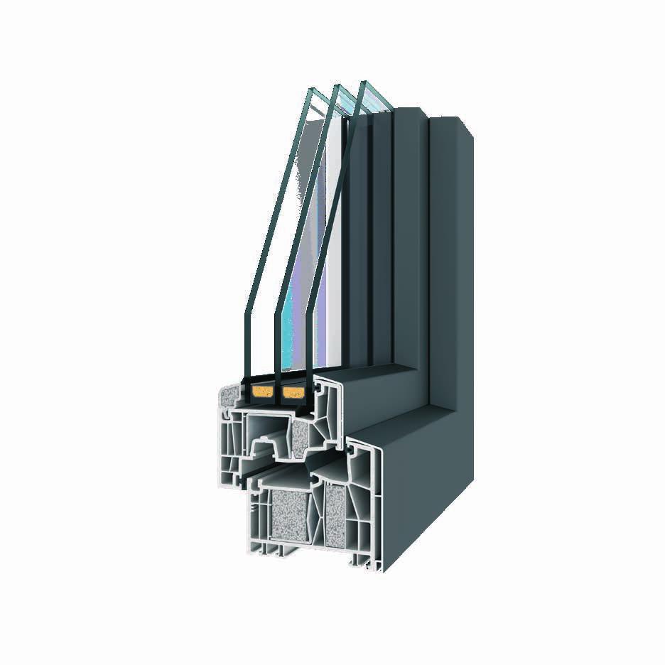 KunststoffAlu Fenster P12 ENERGY ALU Energiesparen ist dank der riesen Bautiefe von 88mm sicher. Mit einem passivhaustauglichen Dämmwert von Uw - 0,69 W/m 2 K und Ug - 0,5 W/m 2 K.