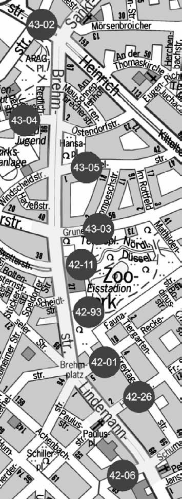 48 fläche des Kfz-Verkehrs. Zwischen den Knotenpunkten 42-01 und 42-06 ist auch ein eigener Gleiskörper vorhanden. Kettwiger Straße/Kruppstraße Die Untersuchungsstrecke Lastring-Süd (siehe Bild 5.