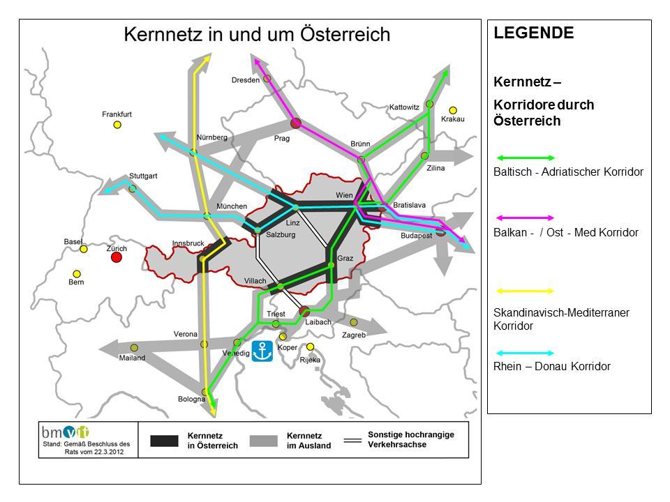 LH-Stv. Reinhold Entholzer, LR Jörg Leichtfried Seite 2 Abbildung 1: Eisenbahn-Kernnetz-Korridore in und durch Österreich; BMVIT 2012 Mit dem EU-Beitritt Kroatiens am 1.