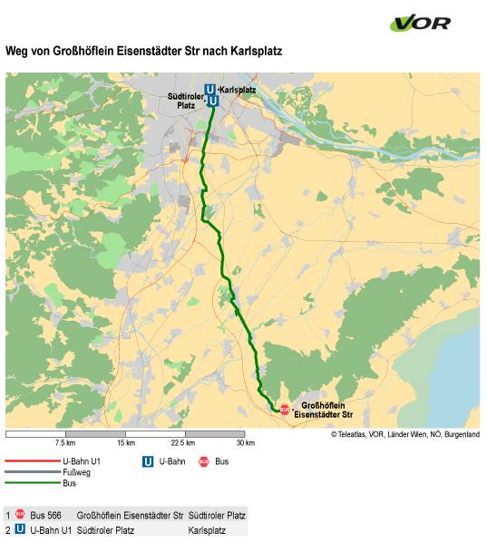 11 2.3.1 Großhöflein (Eisenstädter Straße) Wien (Karlsplatz) Abbildung 3: ÖV Verbindung Großhöflein - Wien (Online, 09.11.08, g)) Großhöflein Wien Wien Großhöflein Erste Fahrt