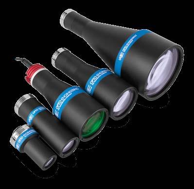 Außerdem ist eine kollimierte LTCL 036-G-Leuchte (grüne Farbe) im Paket enthalten, die mit den drei kleineren telezentrischen Objektiven gekoppelt werden kann, um von den verschiedenen Vorteilen der
