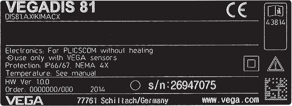 3 Produktbeschreibung 3 Produktbeschreibung Typschild 3. Aufbau Das Typschild enthält die wichtigsten Daten zur Identifikation und zum Einsatz des Gerätes: 2 3 5 6 7 2 2 0 9 8 Abb.