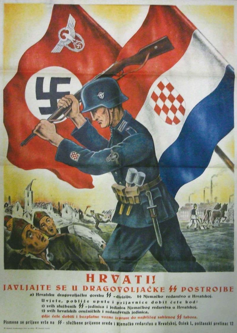 Propagandaplakat im NDH-Staat rekrutiert für die (Waffen-)SS.