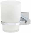 126956 WC-Garnitur New York Glas, satiniert, Halterung: verchromt, Bürstengriff: Edelstahl, weiß/chromfarben, ca. 16 x 32,5 x 12,5 cm, WC-Bürstenhalter: Ø ca. 10 cm, Höhe ca.