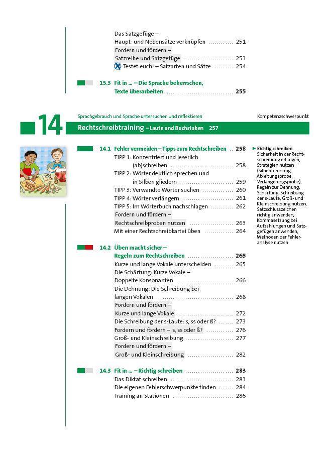 Deutschbuch: Inhaltsverzeichnis Gliederung nach den Kompetenzbereichen