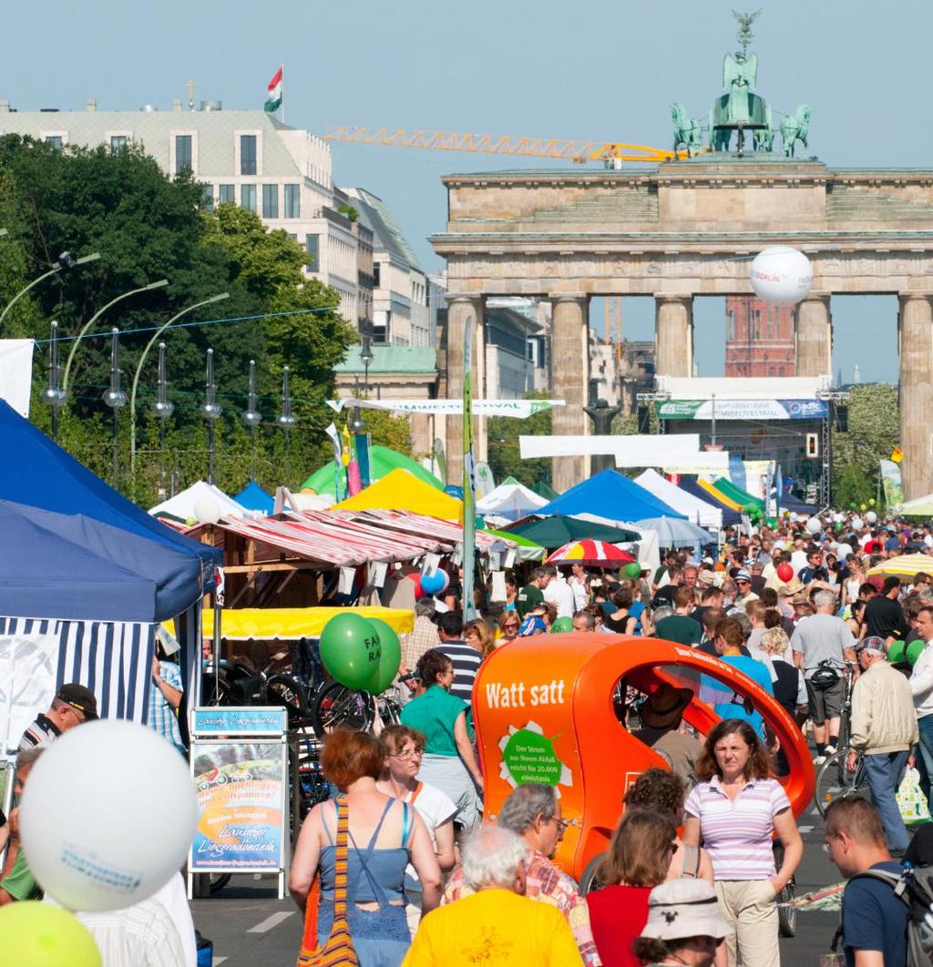 STAUNEN statt Stau! Seien Sie dabei, wenn sich die Straße des 17. Juni in eine ökologische Erlebnismeile mit Umweltschutz zum Anfassen verwandelt und die GRÜNE LIGA Berlin e.v. zum UMWELTFESTIVAL am Brandenburger Tor einlädt!