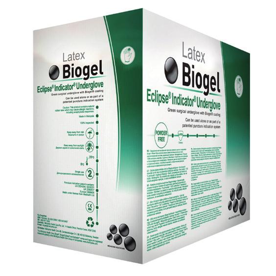 BIOGEL / Latex handschuhe Biogel Eclipse Indicator Underglove 732 73255 Biogel Eclipse Indicator Underglove, grün, 5.5 50 / 200 73260 Biogel Eclipse Indicator Underglove, grün, 6.
