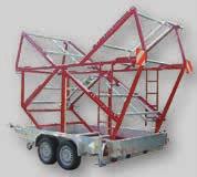 Transport and Unreeling basket for PVC tube coils, mounted on a tandem axle trailer The transport- and unreeling basket can be taken off and the trailer is equipped with ramps to transport mini