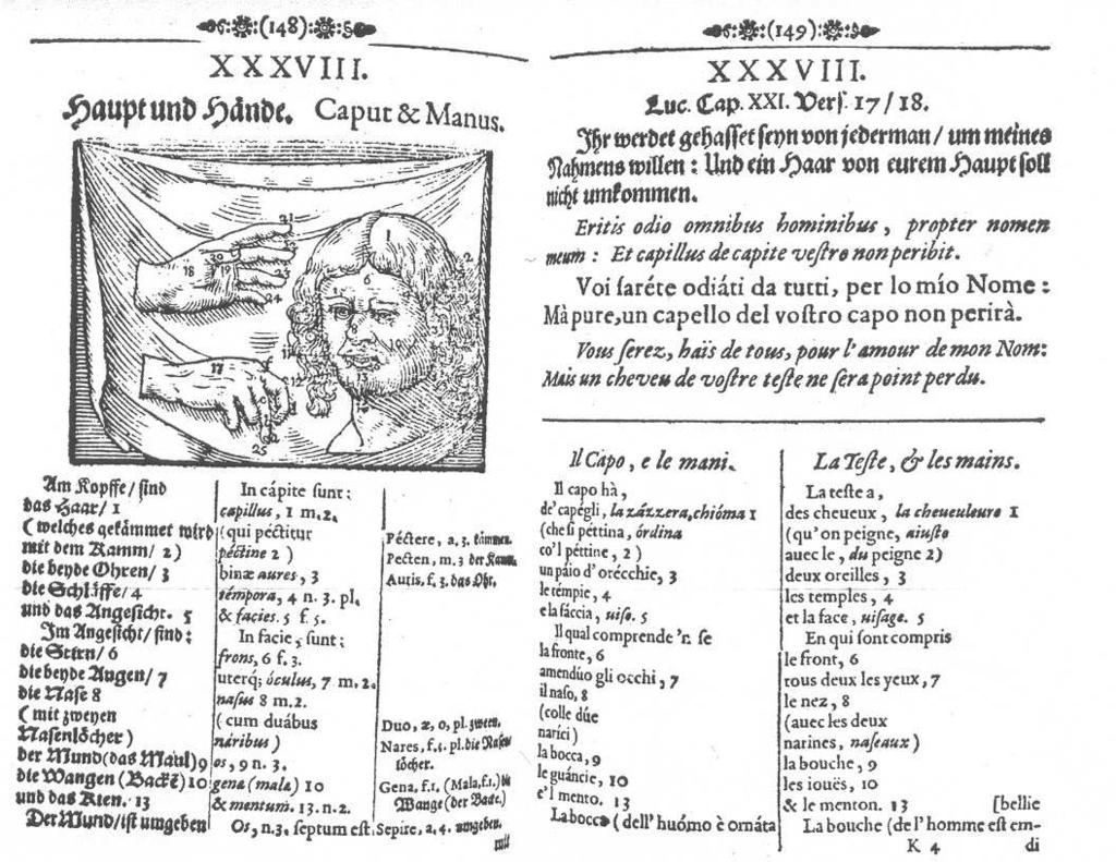 Obr. 1 J. A. Comenius, Orbis Pictus, 1666, s. 148. Z myšlienok Komenského didaktiky vychádzali mnohí pedagógovia.