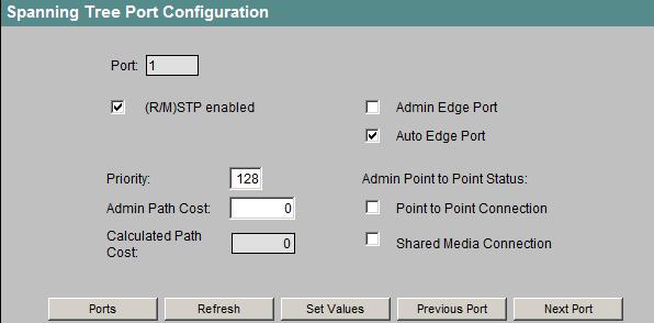 4.5 Das Menü Switch Konfiguration eines Ports für Multiple Spanning Tree Wenn Sie auf der Seite "CIST Port Parameters" in der Spalte "Port" eine Portbezeichnung anklicken, gelangen Sie zur Seite