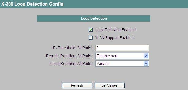 4.5 Das Menü Switch Loop Detection Configuration Nehmen Sie auf dieser Seite die Einstellungen zur Schleifenerkennung vor, die grundsätzlich für alle Ports gelten.