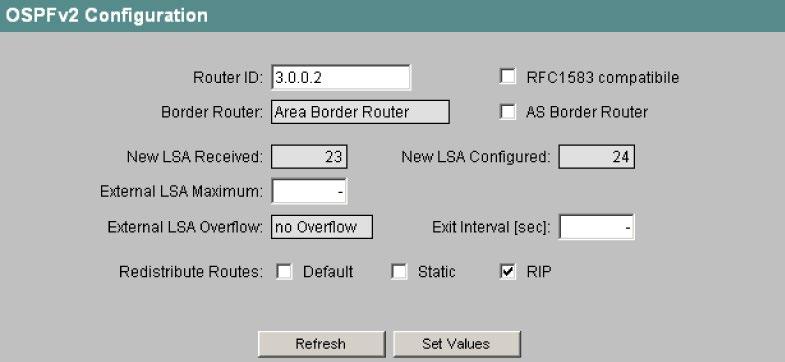 4.7 Das Menü Router (SCALANCE X414-3E) 4.7.6 OSPFv2 Configuration Einleitung Im Menü "OSPFv2 Configuration" und dessen Untermenüs können Sie die Einstellung der OSPF-Parameter vornehmen.