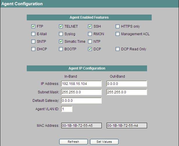 4.4 Das Menü Agent Subnet Mask Hier tragen Sie die Subnetz-Maske des SCALANCE X414-3E bzw. des CPU-Moduls ein.