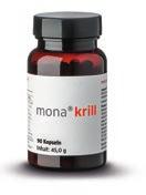 Weitere Produkte zur Unterstützung des Stoffwechsels und als Therapieangebot mona krill mit wertvollen Omega-3-Fettsäuren und mona Q10 aktiv Ubiquinol unterstützen das monachol Sortiment auf