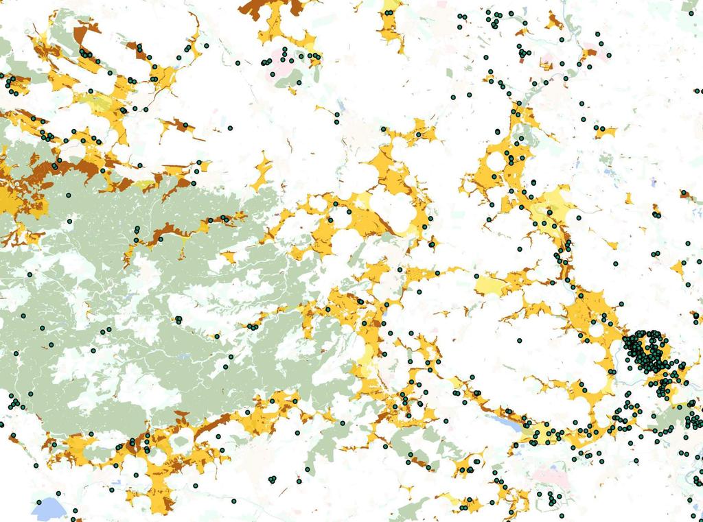 Repräsentanz von Verbundplanungen - Beispiel Bezugsraum Sachsen-Anhalt - Daten vorläufig Nachweise von Heuschrecken der Trockenhabitate (eng - 9 Arten) 1286 von 2246 (57 %) in Trockenhabitatkomplexen