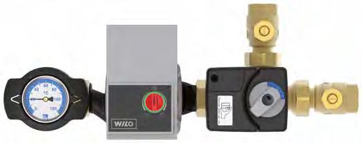 Pumpensets für die Rücklauf-Hochhaltung mit Stellmotor DN 20 (¾") - DN 50 (2") Pumpenkugelhahn einteiliges Messinggehäuse Spindel unter Druck austauschbar Hocheffizienzpumpe mit 2 m Kabel