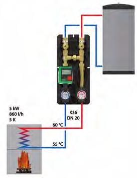 Funktionsbeschreibung K36 - DN 20 (¾") Für den Betrieb des K36 sollte immer ein Pufferspeicher zur Verfügung stehen, andernfalls ist eine hydraulische Weiche erforderlich.