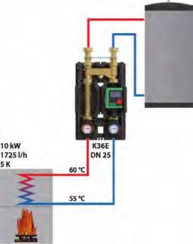 Funktionsbeschreibung K36E - DN 25 (1") Für den Betrieb des K36E sollte immer ein Pufferspeicher zur Verfügung stehen, andernfalls ist eine hydraulische Weiche erforderlich.