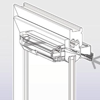 Einbauvariante mit Luftkanal LK 30 / 40: Wird bei Kunststoff- oder Aluminiumfenstern der ALD im Blendrahmen eingebaut, ist die Fräsung zum Hohlkammerprofil abzudichten, um ein Eindringen der Luft zu