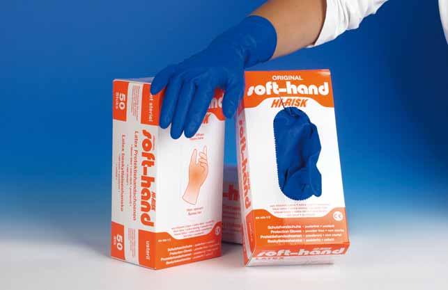 HOSPITALBEDARF - HANDSCHUHE SOFT-HAND LATEX - PUDERFREI HI-RISK Schutzhandschuhe Die bekannten Hi-Risk - Schutzhandschuhe für Laborzwecke werden jetzt nach und nach in blauer Farbe