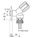 03 386 06 99 SCHELL Geräteschrägsitzventil COMFORT Mit COMFORT-Griff, Fettkammeroberteil und Sicherungskombination gemäß EN 1717 Rosette Ø 54 mm, Höhe 3,0 mm Rückflussverh.