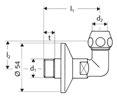 Verschraubungen / Einzelteile Produktgruppe 43 Winkel-Verschraubung Langer Schubschaft, Schubrosette Ø 54 mm Quetschverschraubung Werkstoff: Messing konform TrinkwV Für Kupferrohr Ø 12 Dimension: DN