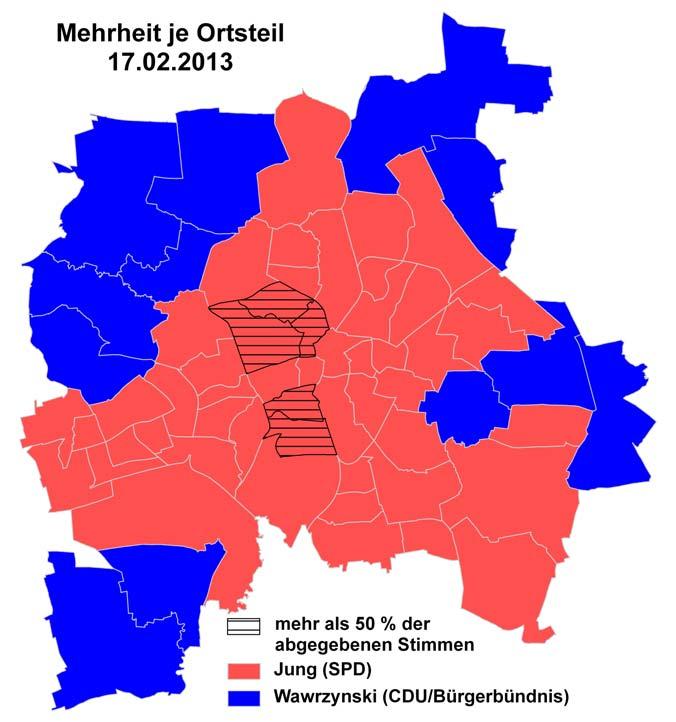 Ergebnisse nach Ortsteilen Hinweis: Auf Seite 44 befindet sich eine Karte der Stadt Leipzig mit eingetragenen Ortsteilnamen Zur Wahl am 27.01.