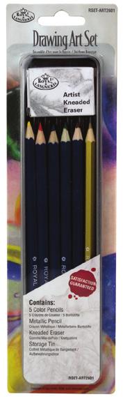 MINI TIN ART SETS mini malset im etui (6er metallkasten) Drawing Art Set Zeichenset mit Farbstiften in Metallbox 5 Farbstifte 1 Metallic Stift Größe: 69,9 mm