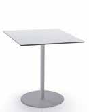 Small table with silver grey powder-coated frame and white HPL top. Petite table avec stucture peinte gris argent et plateau en HPL blanc.